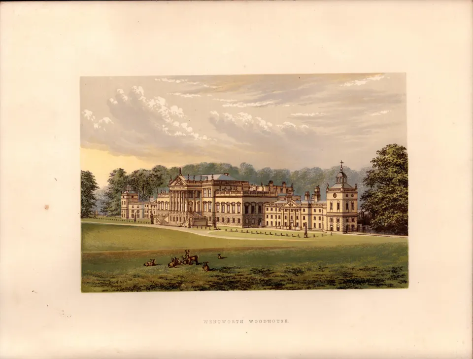 Wentworth Woodhouse Yorkshire  Gilt-Edge Coloured Antique Book Plate.