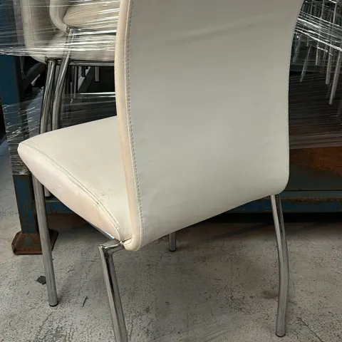20 x Alaskan Stacking Chairs Stainless Steel Frame with White Faux Leather