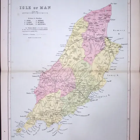 The Isle of Man 150 Years-Old 1875 Coloured Detailed Antique 1875 Map-31