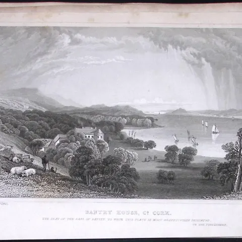 Cork View of Bantry Bay Ireland 194 Years Old Antique Steel Engraving-13
