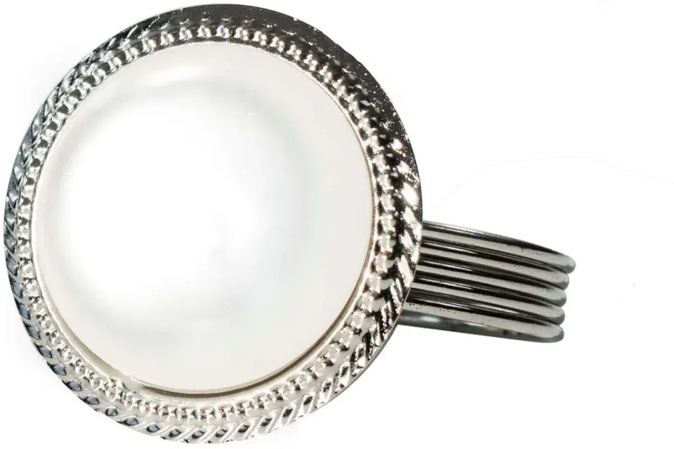 6x BOXES OF FOUR ROUND NAPKIN RINGS WITH PEARLISED CRYSTAL CABOCHON CENTRES