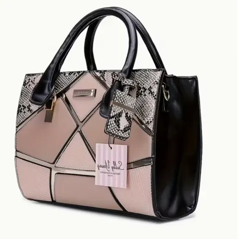 Diamond Lattice Shoulder Tote Bag – Large Capacity Serpentine Splicing Design With Gold Hardware