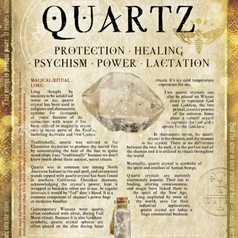 Crystals Gem Stone "Quartz" Healing Virtues Designed Information Metal Wall Art