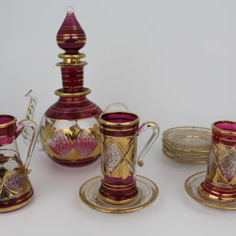 Vintage Gilded Glass Part Coffee Set