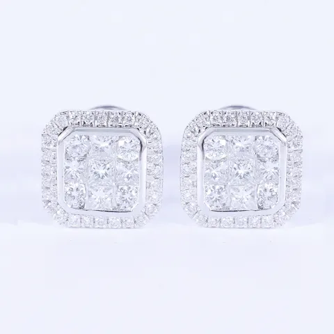IGI Certified 18 K / 750 White Gold Diamond Earring Studs