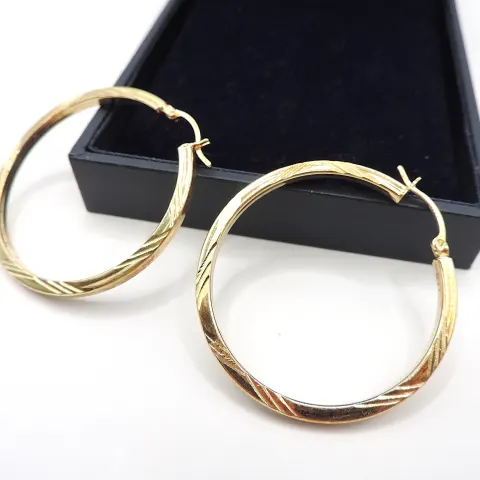  Gold On Sterling Silver Hoop Earrings New With Gift Pouch