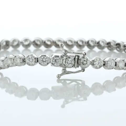 18ct White Gold Tennis Diamond Bracelet 3.72 Carats