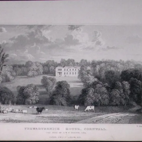 Cornwall Tregony Trewarthenick House Antique 193 Years-Old Steel-Engraving-13