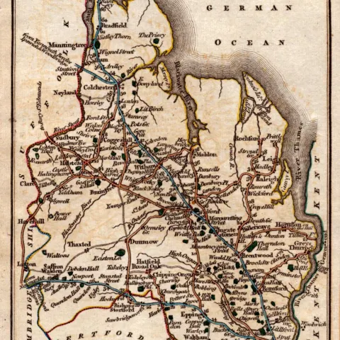 Essex John Cary’s 1792 Antique George III Coloured Engraved Map.