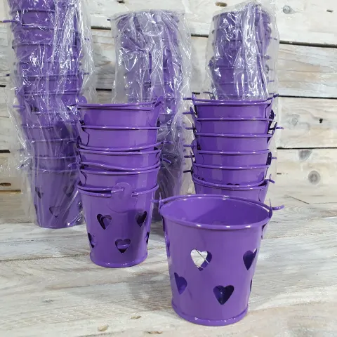 Pack of 48 Light Pink Decorative Pales with heart cut-out decoration. Approx 52mm high.  Rrp £144