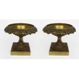Pair of Small Antique Bronze Grand Tour Urns