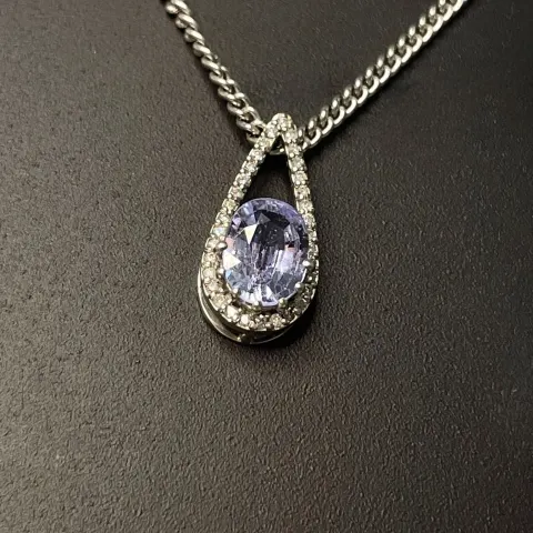 Beautiful 1.59 CT Unheated Ceylon Blue Sapphire  Diamonds & Platinum Pendant