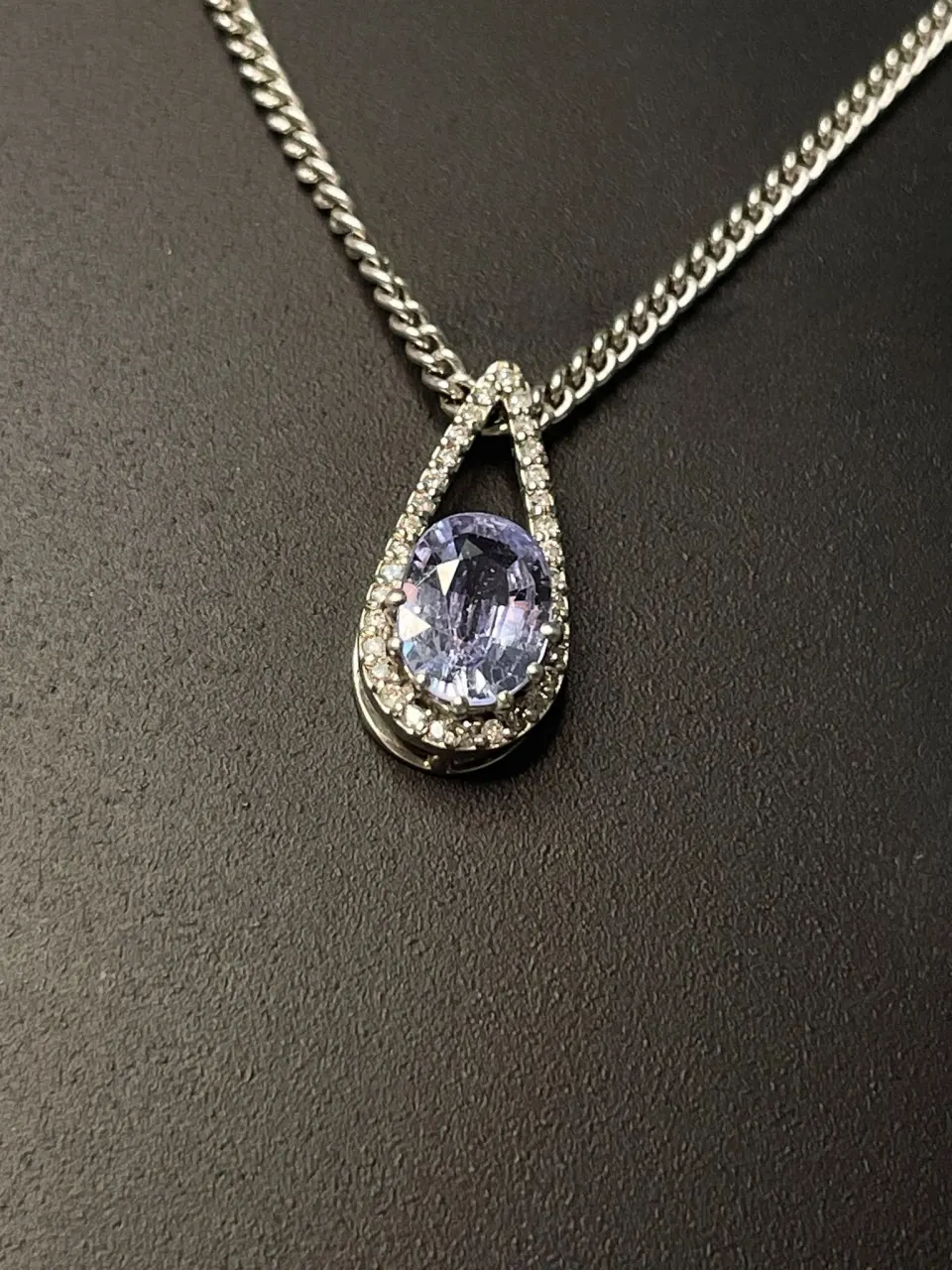 Beautiful 1.59 CT Unheated Ceylon Blue Sapphire  Diamonds & Platinum Pendant