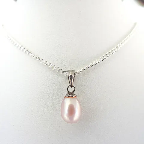 925 Silver Cultured Pearl Pendant Necklace 'New'
