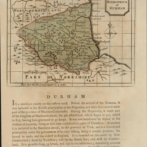 Durham Antique c1783 F Grose Copper Coloured George III Map.