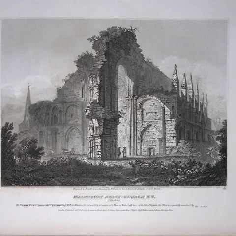 Malmsbury Church-Wiltshire 190 Years-Old Rare John Britton Antique Steel Engraving-47