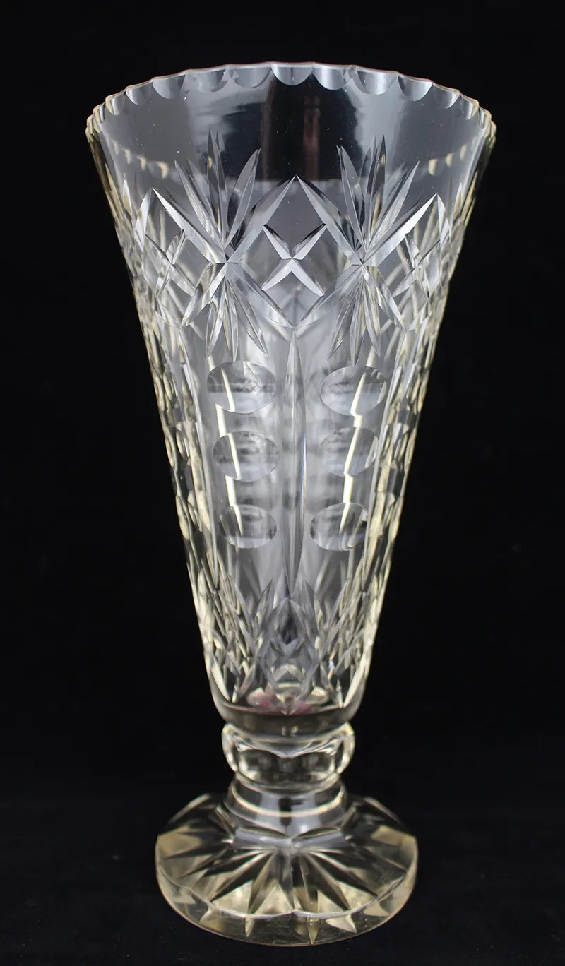 Edwardian Cut Glass Lead Crystl Vase