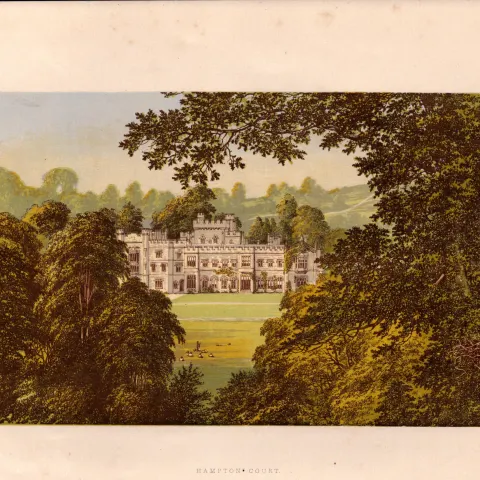 Hampton Court London  Gilt-Edge Coloured Antique Book Plate.