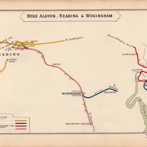Tilehurst Reading Wokingham Berkshire Antique Railway Diagram-64.