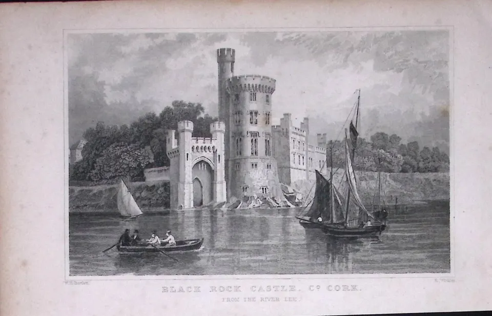 Cork Black Rock Castle 194 Years Old Antique Steel Engraving-41
