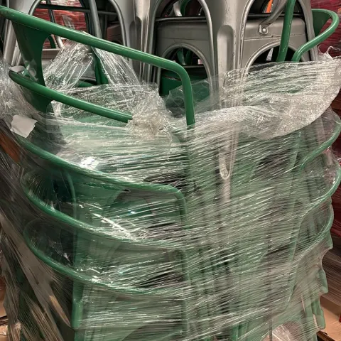 21 x Green Torex Metal Armed Chairs 6 x Silver