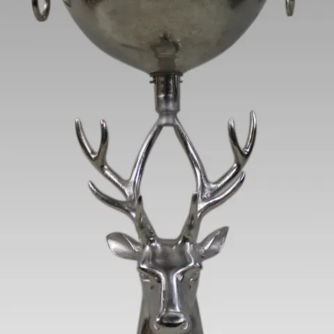 Large Sculptural Silvered Metal Stag Centrepiece Bowl