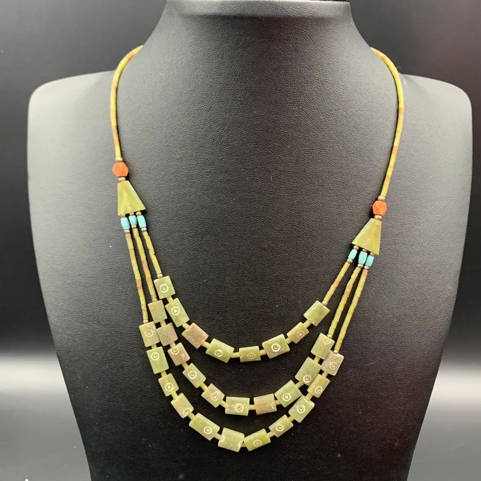 SKU-83, Beautiful Vintage Handmade Afghani Jade Short Necklace.