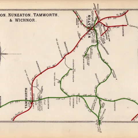 Nuneaton Tamworth Wichnor Warks Antique Railway Junction Diagram-76.