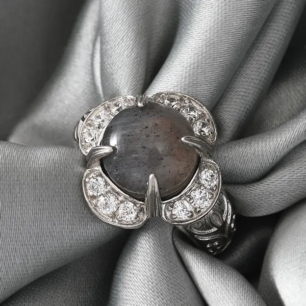 NEW!! Fire Labradorite Floral Ring & Fire Labradorite Bangle