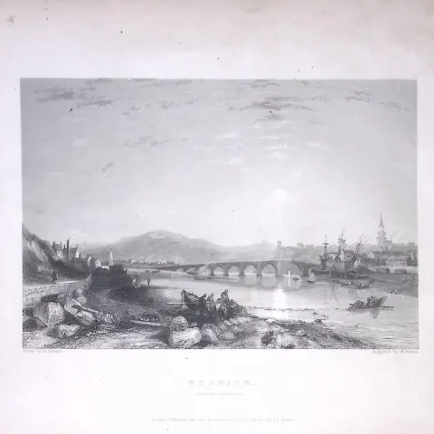 Berwick on Tweed WH Bartlett 1842 Antique Steel Engraving-2-TR