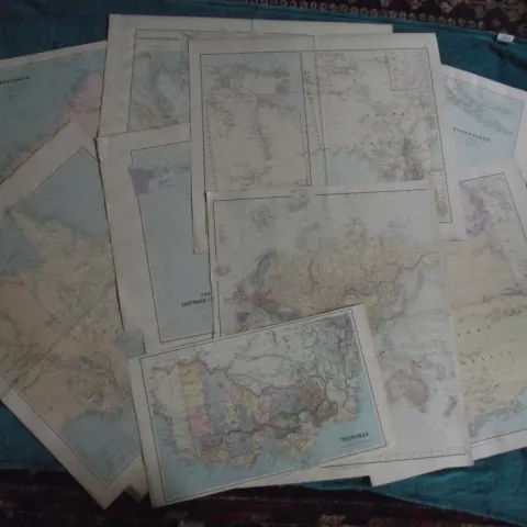 9 X Australia & World Maps - Edward Standford London Atlas - Circa 1880's
