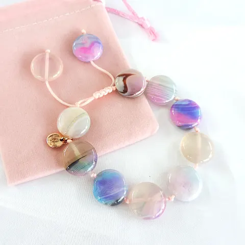 Lola Rose London Candy Floss Polished Quartz Gemstone Bracelet 'New'