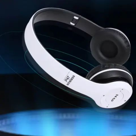 P47 Wireless Headphones Bluetooth 5.0 Earphones Foldable HIFI Stereo Bass For Music White