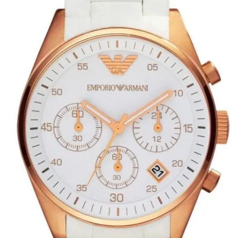Emporio Armani AR5919 Men's Sportivo White Silicone Strap Chronograph Watch