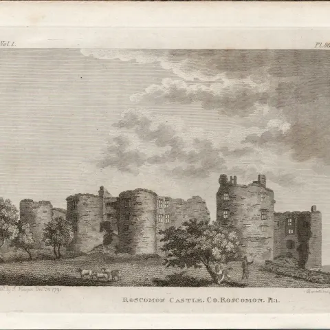 Roscommon Castle  Rare 1791 Francis Grose Antique Print.