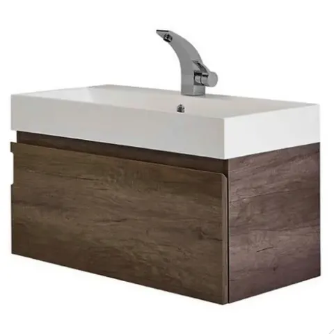 Brand New Mino 800mm Wall Hung Vanity Unit - Nebraska Oak RRP £204 - No VAT