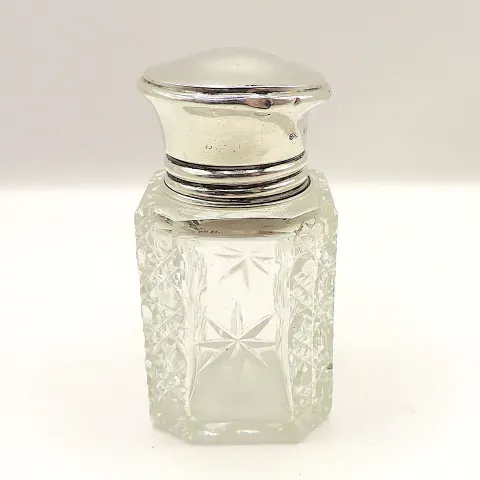 Antique Sterling Silver Cut Glass Perfume Bottle