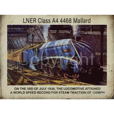 The Mallard  Large Metal Designed Steam Train Wall Art