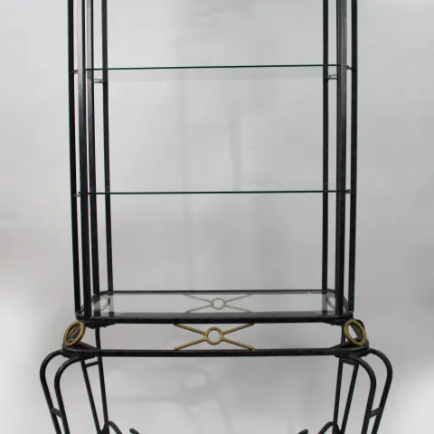 Vintage Hollywood Regency Metal & Glass Shelves