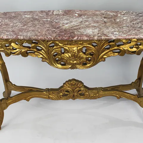 French Style Marble Topped Gilt Console Table