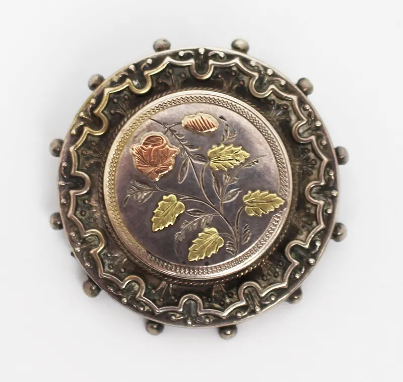 Silver & Gold Floral BroochUnhallmarked