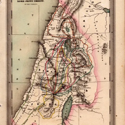 Judea or Palestine Antique Detailed Biblical William IV Map.