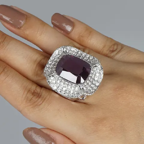 14 K / 585 White Gold Rare Large Spinel (GIA Certified) & Diamond Ring