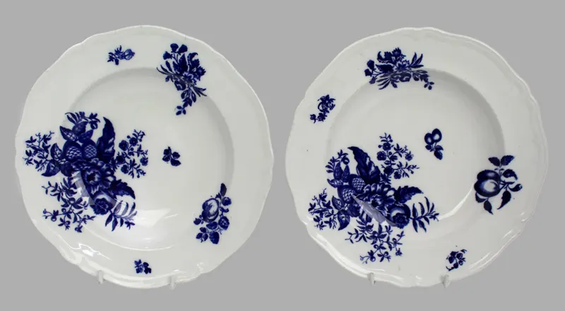 Pair of 18th-Century English Blue & White Porcelain Bowls
