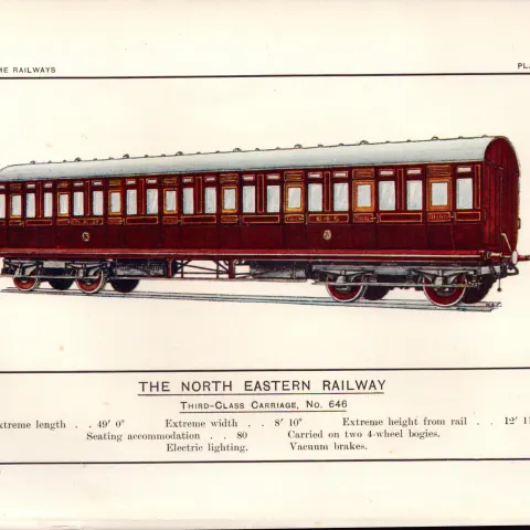 North Eastern Railway 3rd Class Carriage Train Antique Book Plate.