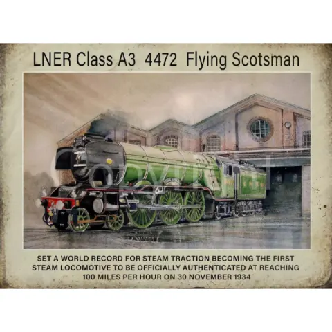 The Flying Scotsman Steam Train  Nostalgic Large Metal Wall Art