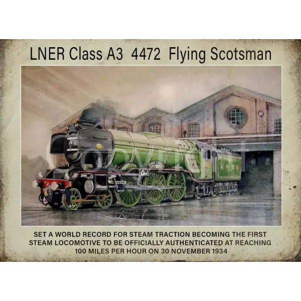 The Flying Scotsman Steam Train  Nostalgic Large Metal Wall Art