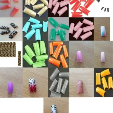Joblot X False Nail Tips Gel Acrylic Purple Green Pink Orange Blue Red