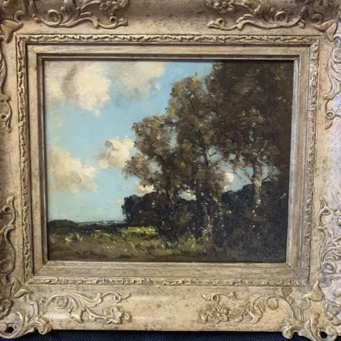 William George Vintage Antique Landscape Old England Painting With Label