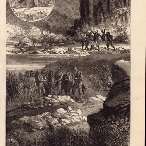 The Zulu War Sketches at Rorke's Drift Antique 1879 Wood Engraving.